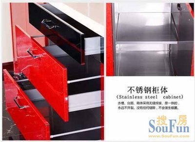 不銹鋼整體櫥柜家具套餐 法蘭帝紅色款引領家居新潮流