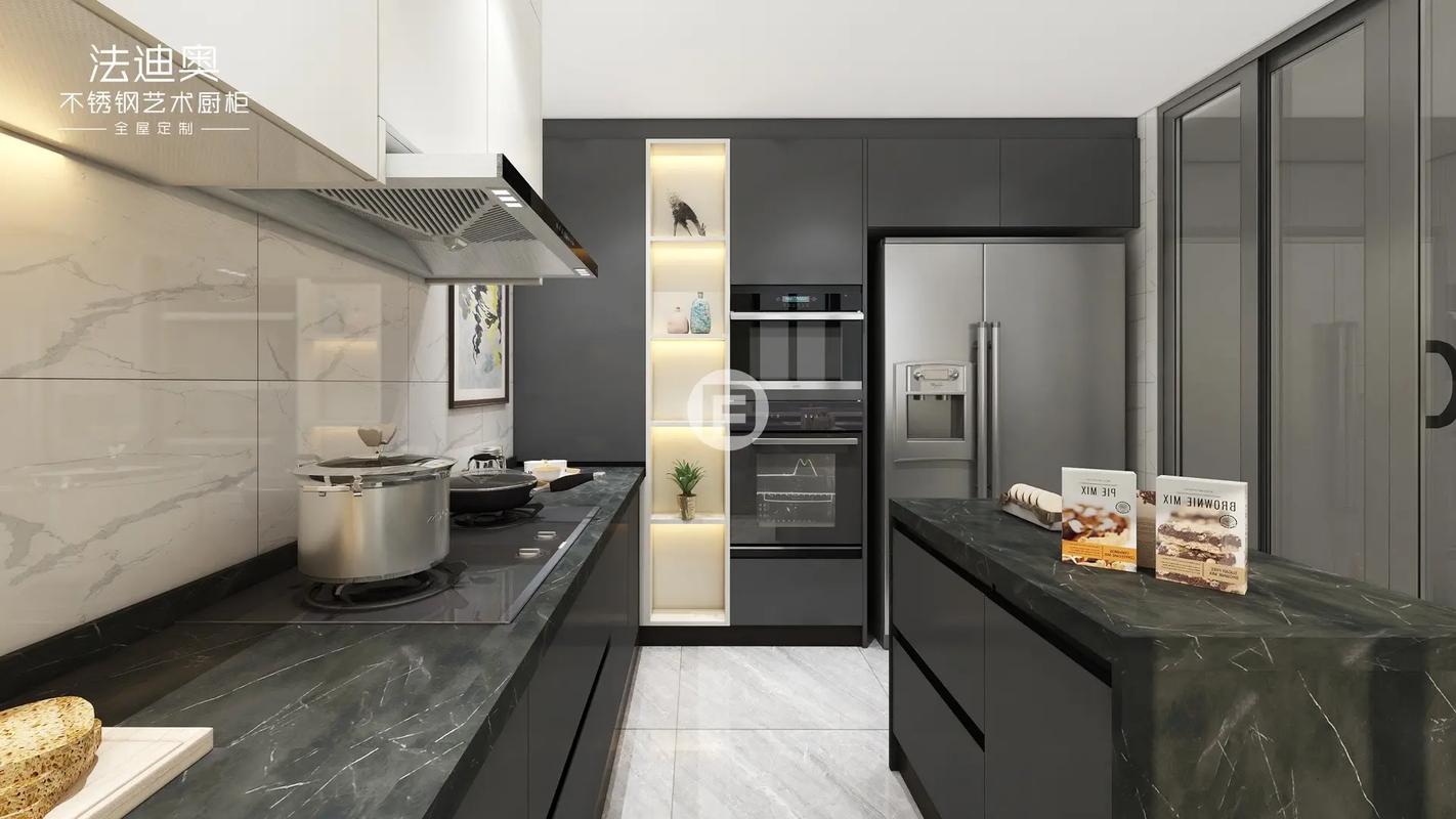 法迪奧高定不銹鋼櫥柜 經典黑白設計詮釋現代簡約美學